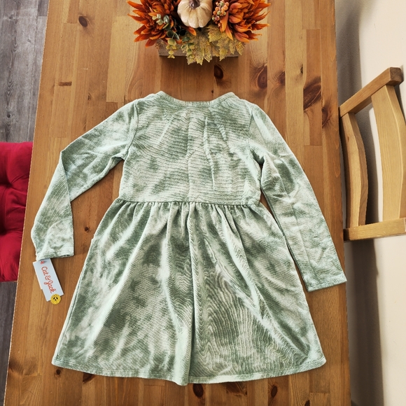 Cat & Jack - Girls' Long Sleeve French Terry Tie-Dye Dress - Dusty Green - Picture 9 of 9